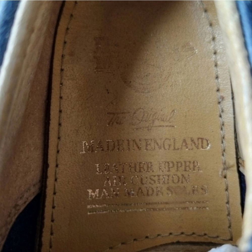 Vintage Dr Martens Made In England Shoe Boys Kids Size 8 Blue Leather Oxford - Picture 11 of 12